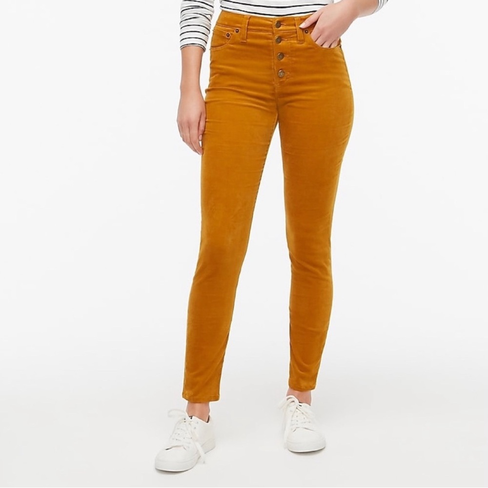 J. Crew 9" High-Rise Skinny Corduroy Pants Mustard Saffron Yellow Size 28
